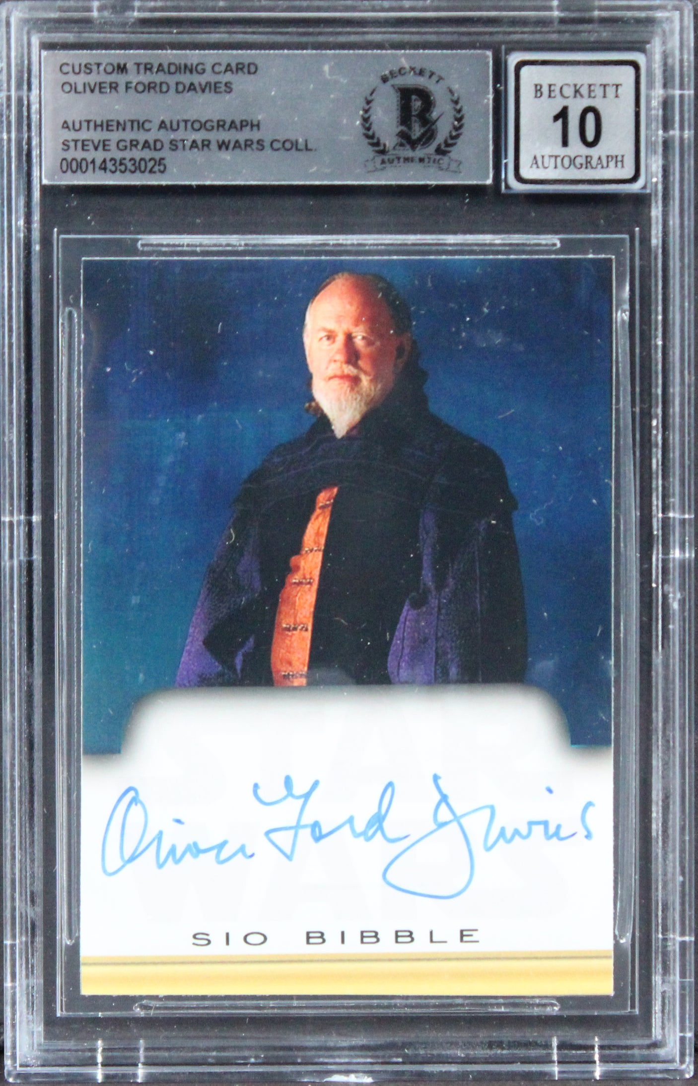 Oliver Ford Davies Star Wars Signed Custom Trading Card Auto 10! BAS Slabbed