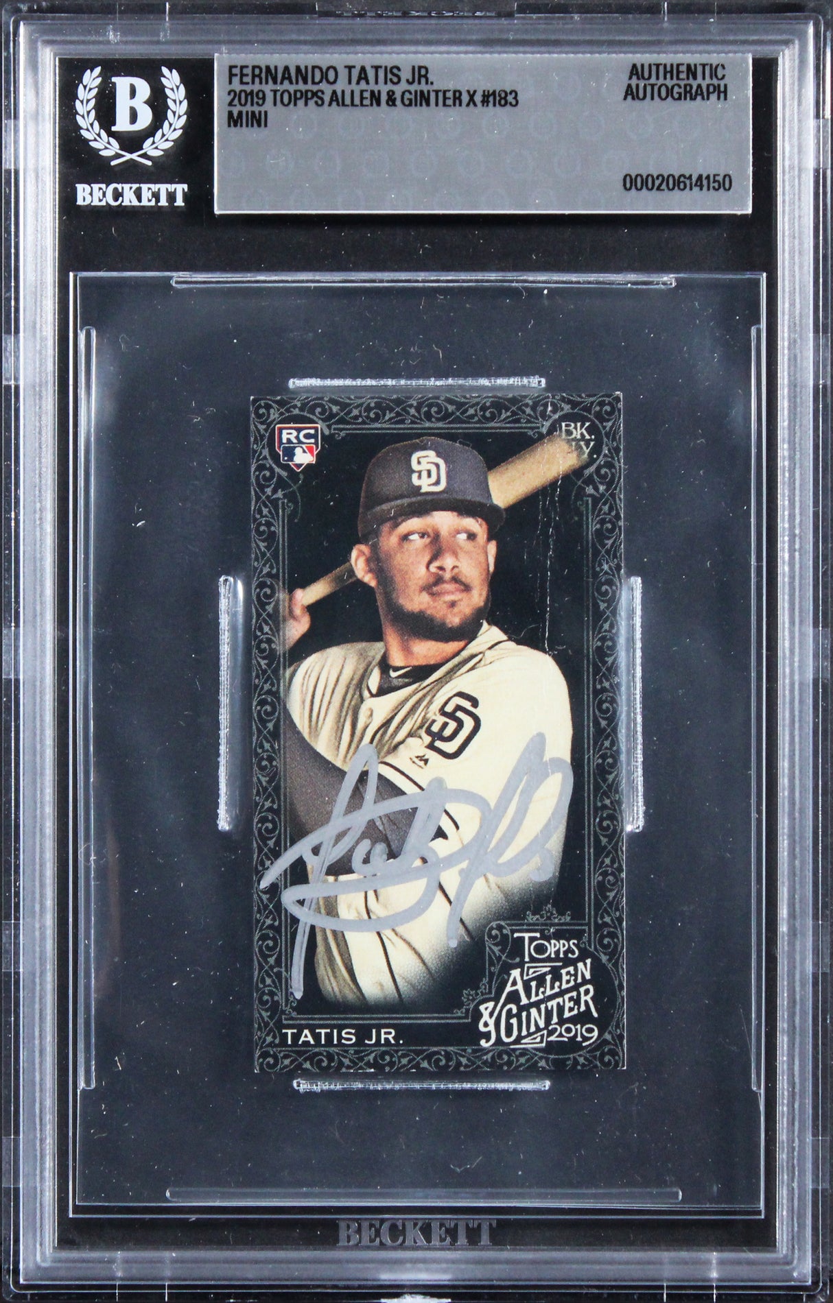 Padres Fernando Tatis Jr. Signed 2019 Topps A&G X Mini #183 RC Card BAS Slabbed