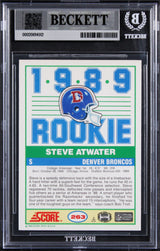Broncos Steve Atwater "XXXII XXXIII" Signed 1989 Score #263 Rookie Card BAS Slab