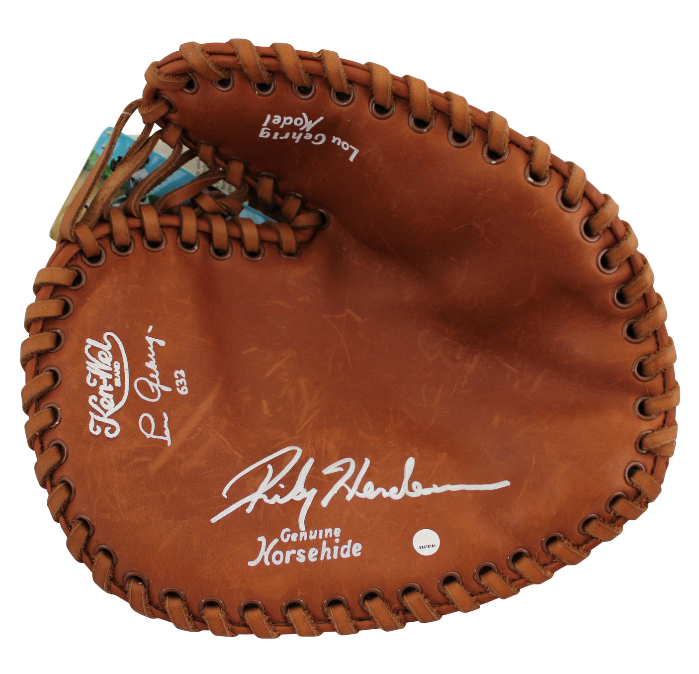 A's Rickey Henderson Signed Lou Gehrig Replica Game Model Baseball Glove Steiner