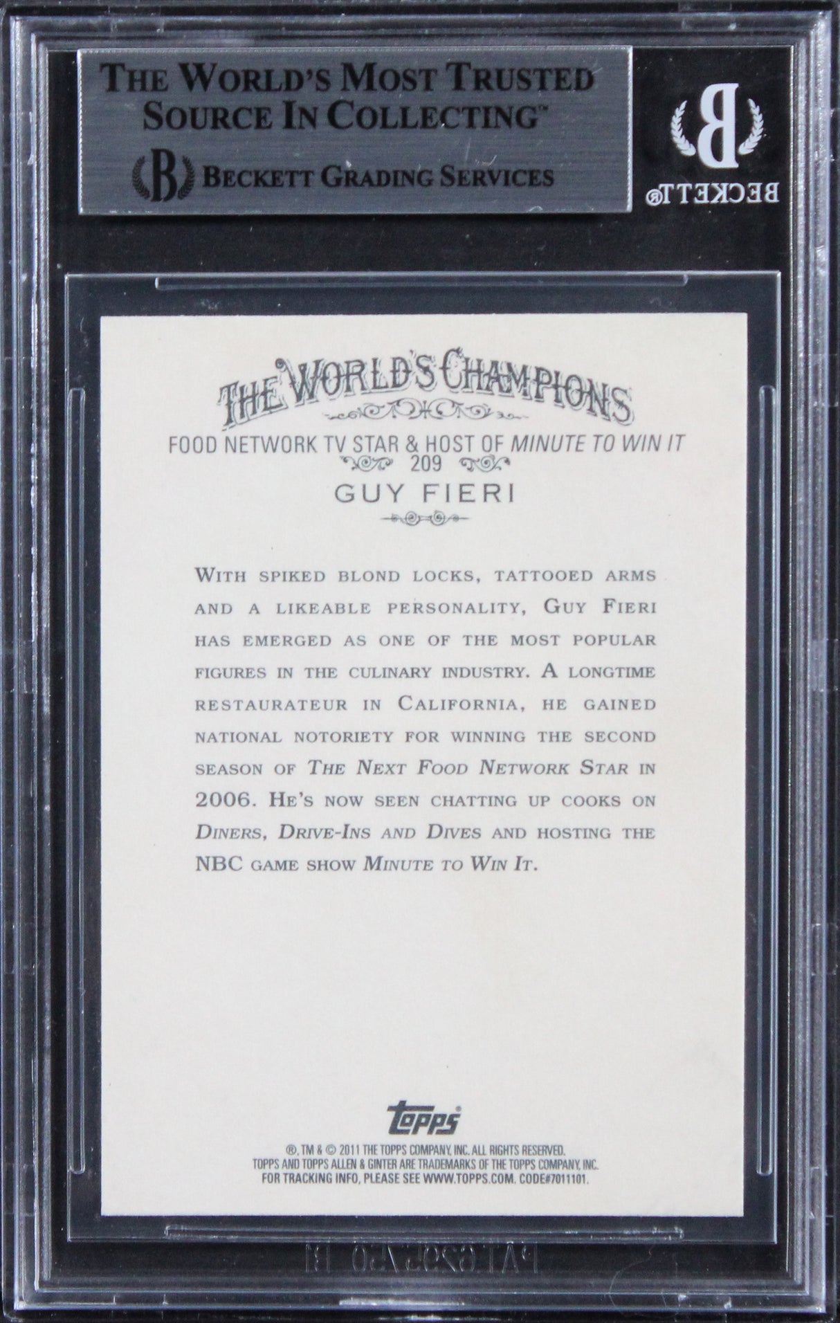 Guy Fieri Signed 2011 Topps Allen & Ginter #209 Card Auto Grade 10! BAS Slabbed