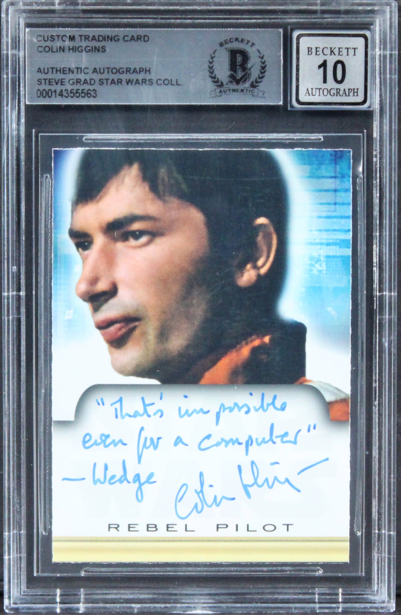 Colin Higgins Star Wars W/ Insc Authentic Signed Custom Card Auto 10! BAS Slab