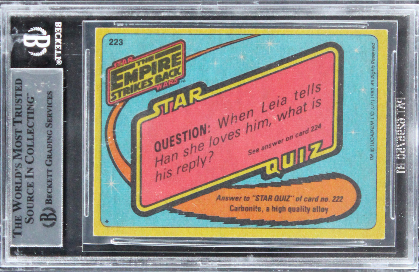 Peter Robinson Star Wars Signed 1980 SW Empire Strikes Back #223 Card BAS Slab