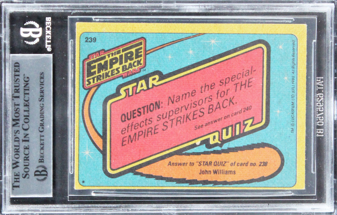 Peter Robinson Star Wars Signed 1980 SW Empire Strikes Back #239 Card BAS Slab