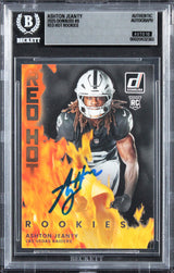 Raiders Ashton Jeanty Signed 2025 Donruss Red Hot #8 RC Card Auto 10! BAS Slab