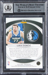 Mavericks Luka Doncic Signed 2023 Panini Prizm Global Reach #1 Card BAS Slabbed