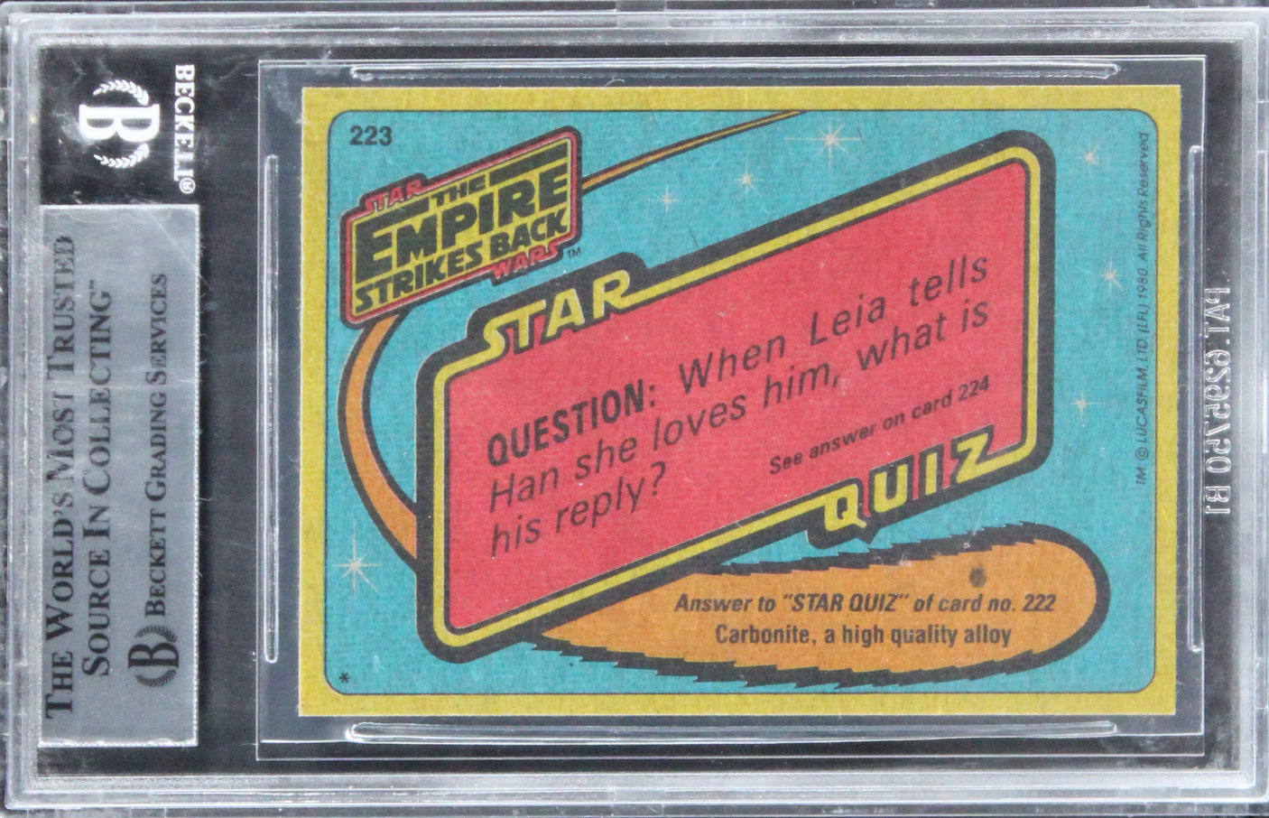 Peter Robinson Star Wars Signed 1980 SW Empire Strikes Back #223 Card BAS Slab