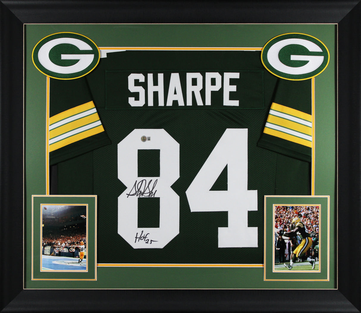 Sterling Sharpe "HOF 25" Signed Green Pro Style Framed Jersey BAS Witnessed