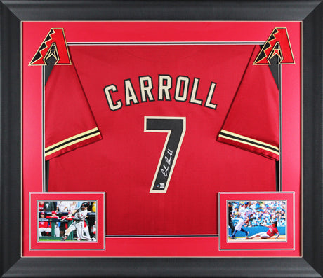 D-Backs Corbin Carroll Authentic Signed Red Pro Style Framed Jersey BAS #R80160