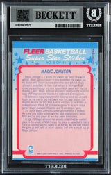 Lakers Magic Johnson Signed 1988 Fleer Stickers #6 Card Auto GM 10! BAS Slabbed