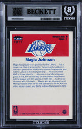 Lakers Magic Johnson Signed 1986 Fleer Stickers #7 Card Auto GM 10! BAS Slabbed