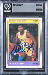 Lakers Magic Johnson Signed 1988 Fleer #67 Card Auto Grade GM 10! BAS Slabbed