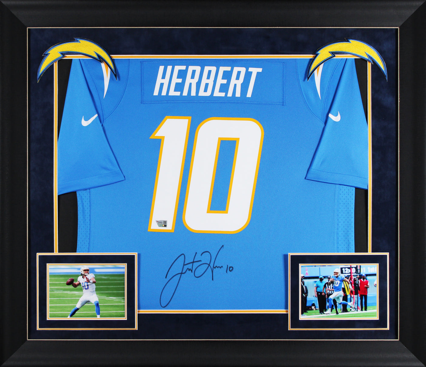 Chargers Justin Herbert Signed Powder Blue Nike Game Framed Jersey Fanatics