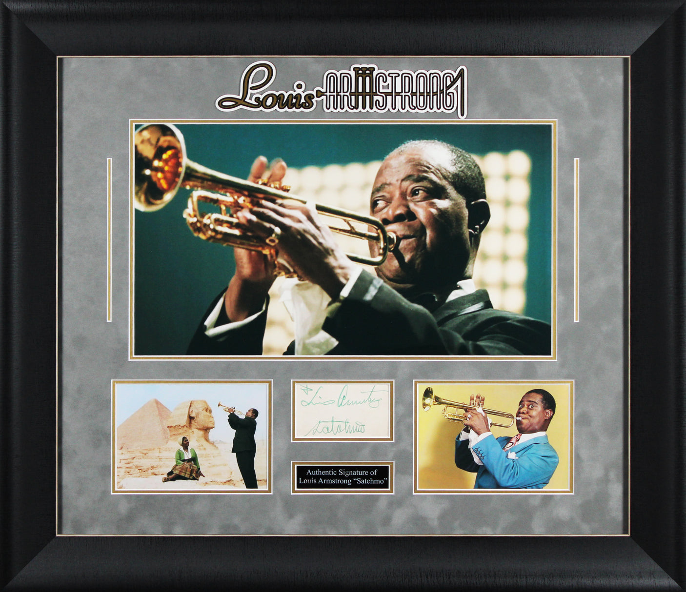 Louis Armstrong "Satchmo" Signed & Framed 3x4.5 Cut Signature BAS #AE13381