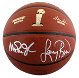 Magic Johnson & Larry Bird Signed Wilson Trophy Series Basketball BAS Witnessed