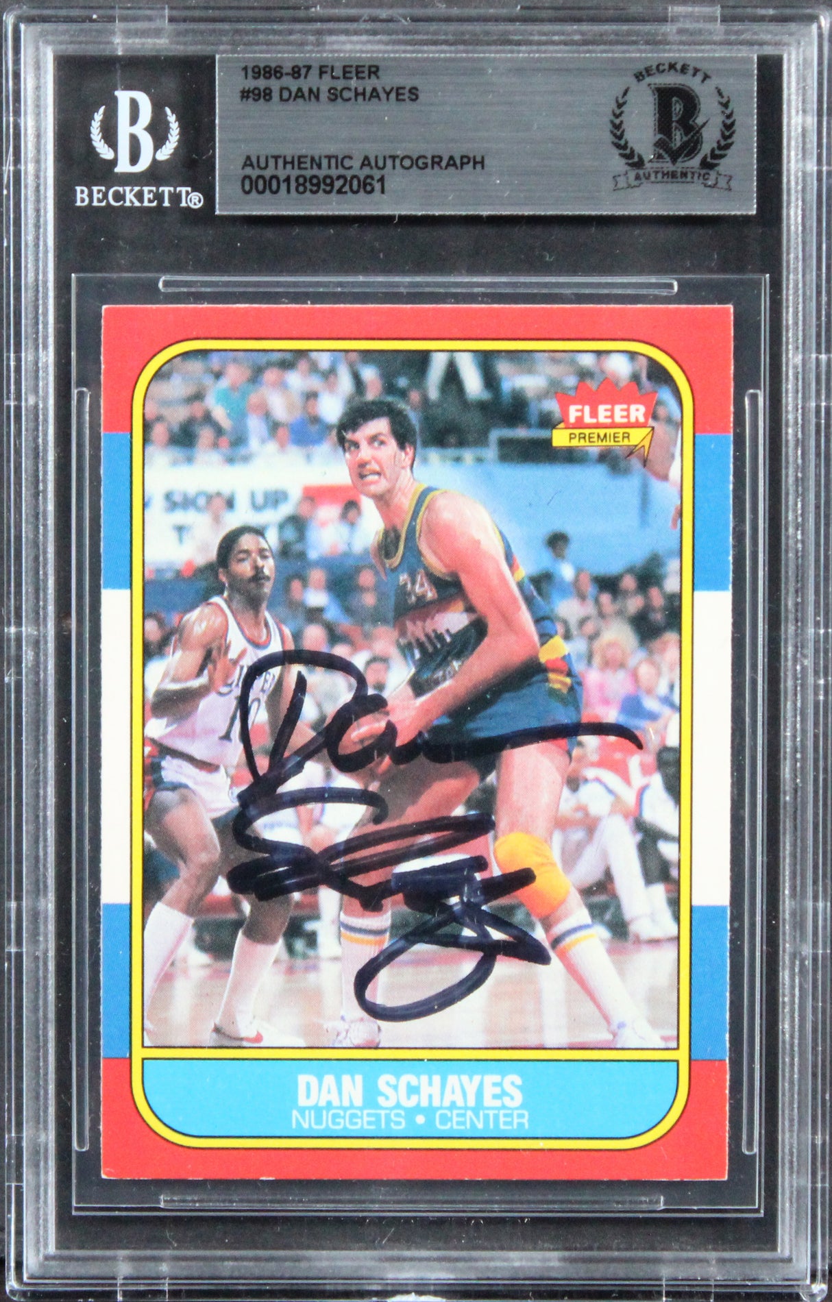 Nuggets Dan Schayes Authentic 1986 Fleer #98 Card Autographed BAS Slabbed