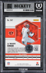 Bengals Ja'Marr Chase Signed 2021 Panini Mosaic #247 Rookie Card BAS Slabbed