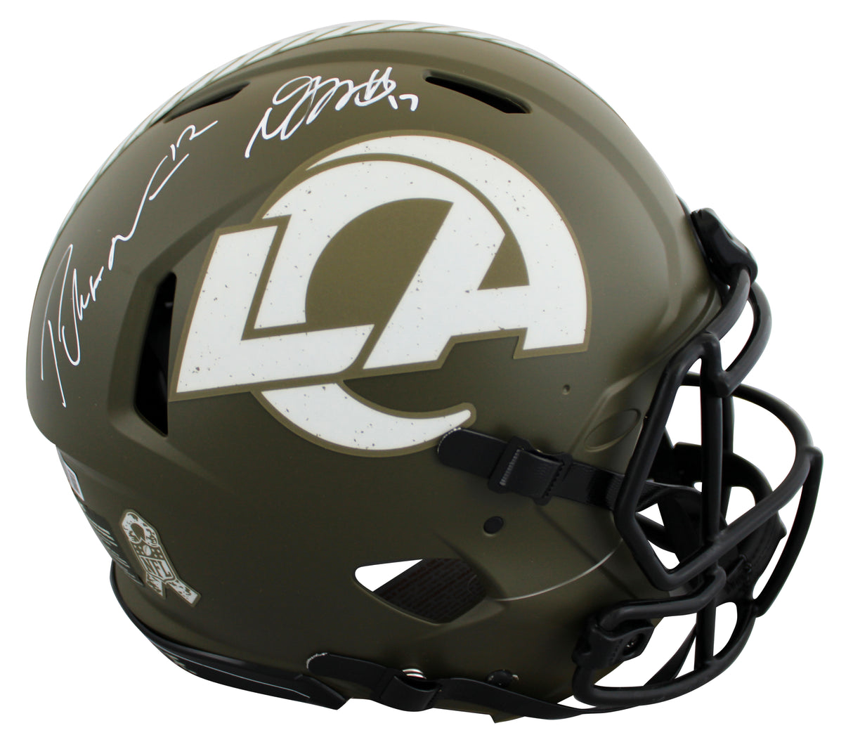 Rams Davante Adams & Puka Nacua Signed STS F/S Speed Proline Helmet BAS Wit