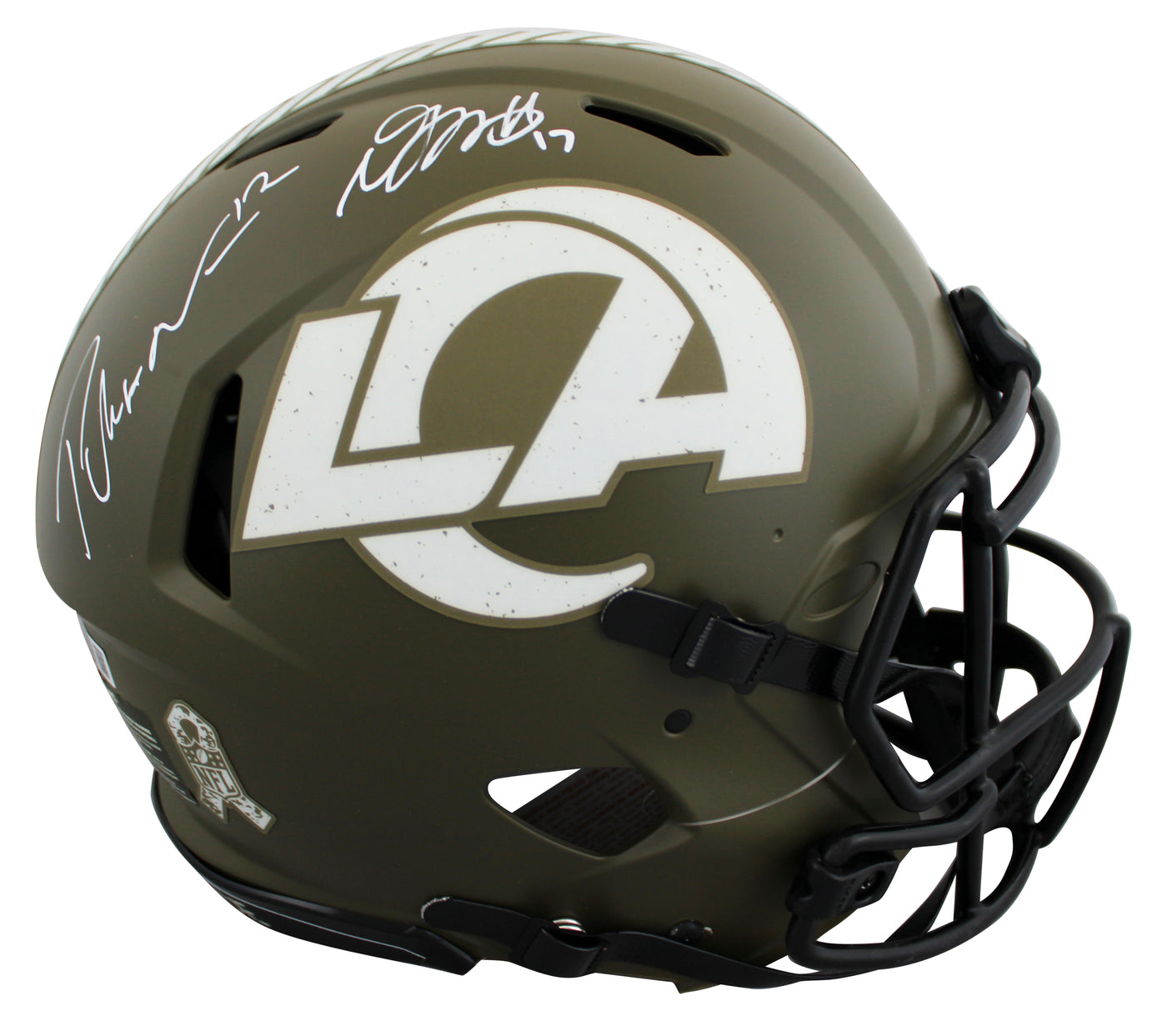 Rams Davante Adams & Puka Nacua Signed STS F/S Speed Proline Helmet BAS Wit