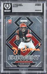 Bengals Ja'Marr Chase Signed 2021 Panini Prizm Emergent #7 Rookie Card BAS Slab