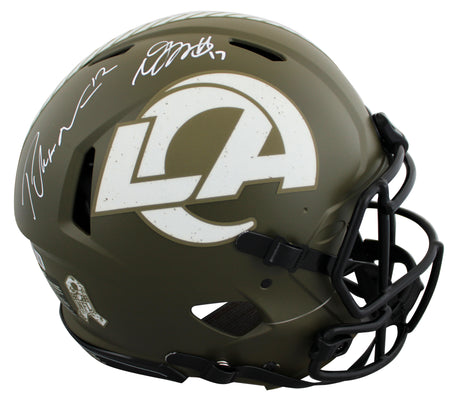 Rams Davante Adams & Puka Nacua Signed STS F/S Speed Proline Helmet BAS Wit