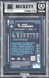 Rays Junior Caminero Signed 2024 Bowman Chrome AI #BAI20 Rookie Card BAS Slabbed