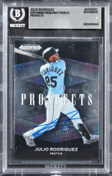 Mariners Julio Rodriguez Signed 2021 Panini Prizm Draft Picks #7 Card BAS Slab