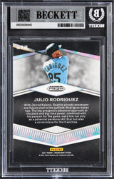 Mariners Julio Rodriguez Signed 2021 Panini Prizm Draft Picks #7 Card BAS Slab