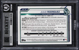 Mariners Julio Rodriguez Signed 2021 Bowman Chrome Prospects #7 Card BAS Slabbed