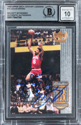76ers Julius Erving Signed 1999 Upper Deck CL #13 Card Auto 10! BAS Slabbed