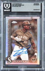 Mariners Julio Rodriguez Signed 2025 Topps Chrome Refractors #261 Card BAS Slab