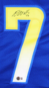 Davante Adams Authentic Signed Blue Pro Style Jersey Autographed BAS Witnessed