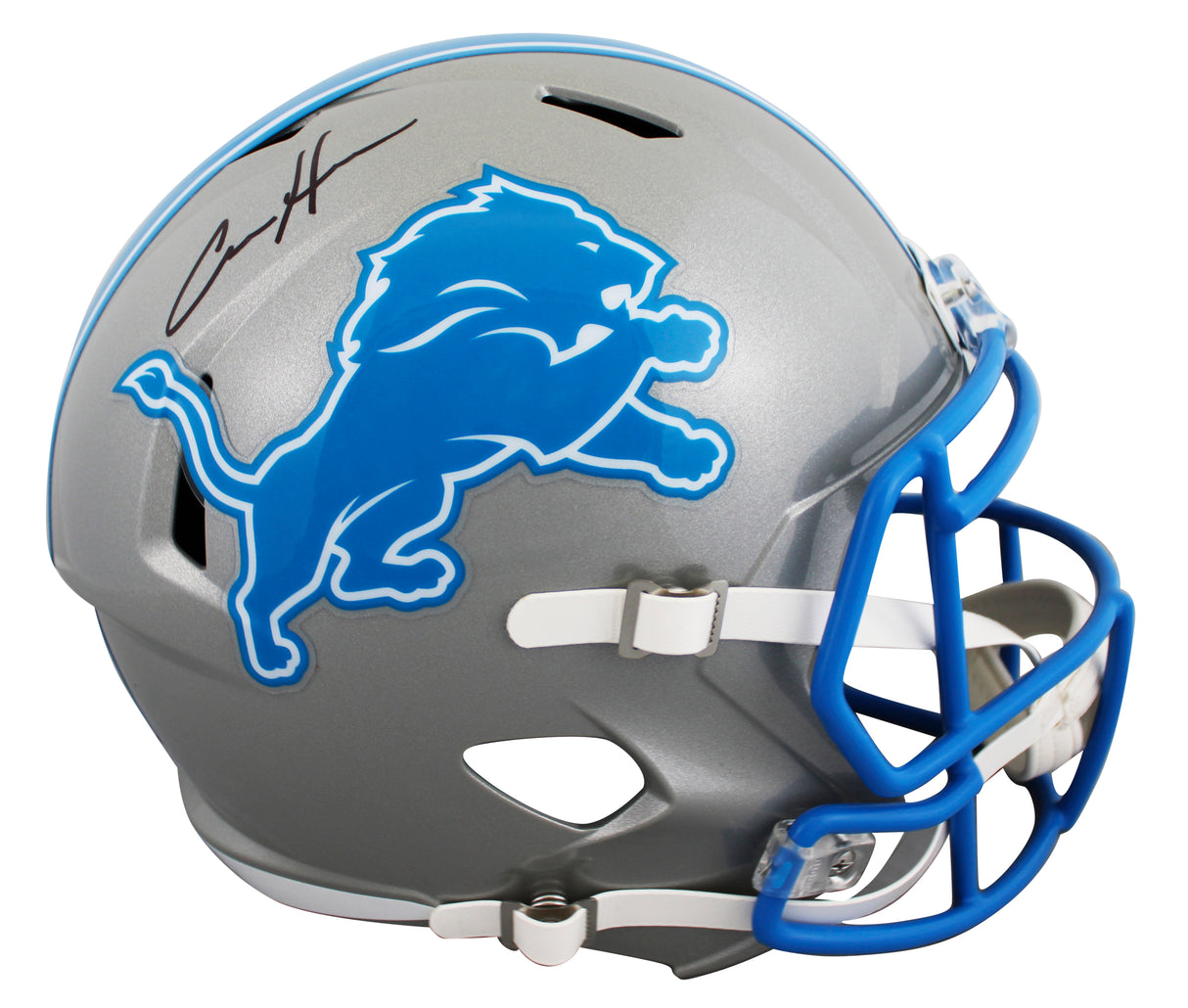 Lions Aidan Hutchinson Signed 2024 Full Size Speed Rep Helmet W/ Case BAS Wit