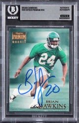 Eagles Brian Dawkins Signed 1996 Skybox Premium #190 RC Card Auto 10! BAS Slab