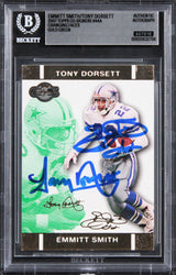 Cowboys Emmitt Smith, Tony Dorsett Signed 2007 Topps #44A Card Auto 10! BAS Slab