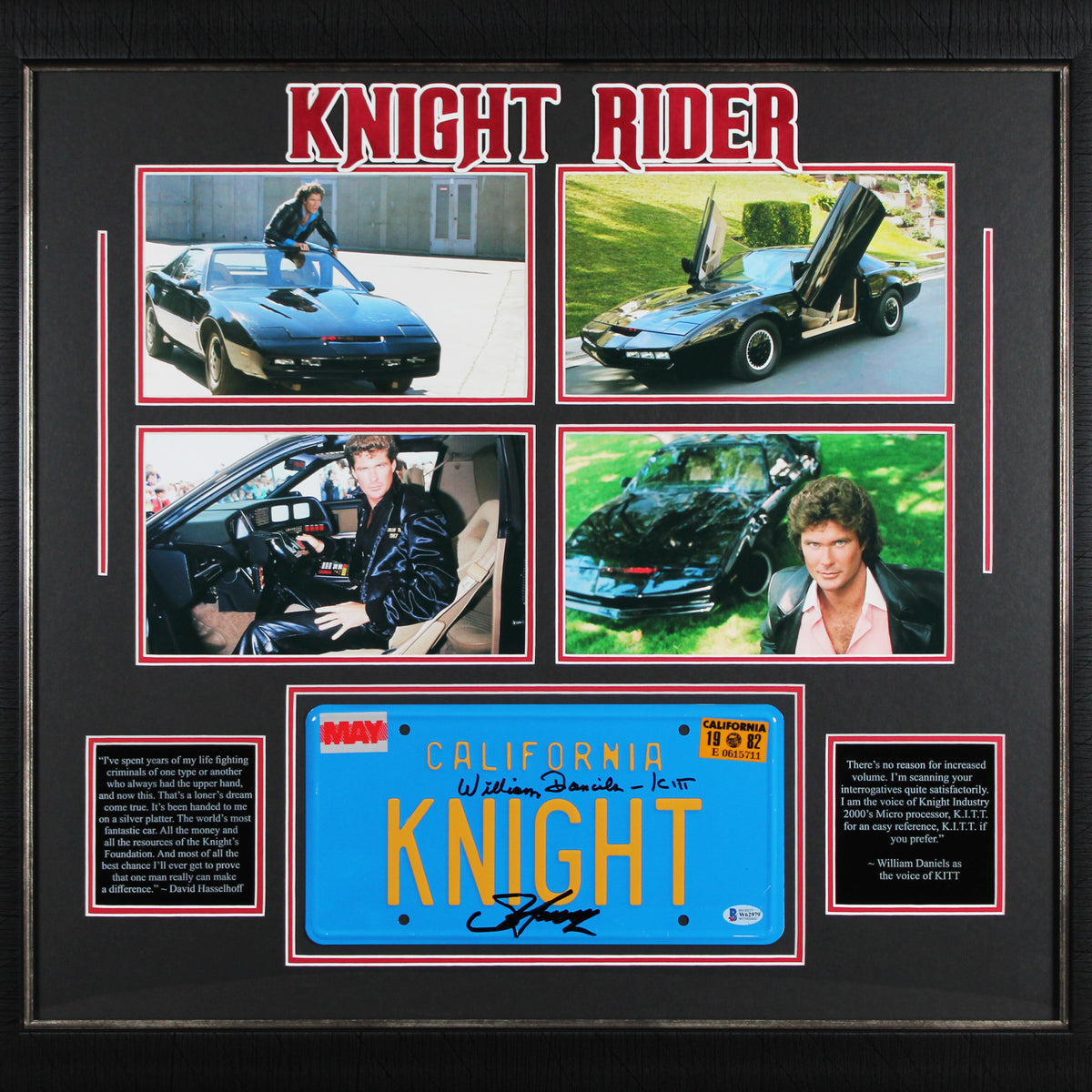 Knight Rider (2) Hasselhoff & Daniels Signed License Plate Framed Disp ...
