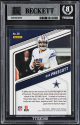 Cowboys Dak Prescott Signed 2023 Elite Green Disco #20 Card Auto 10! BAS Slabbed