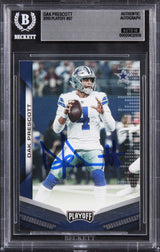 Cowboys Dak Prescott Signed 2019 Playoff #97 Card Auto Grade GM 10! BAS Slabbed