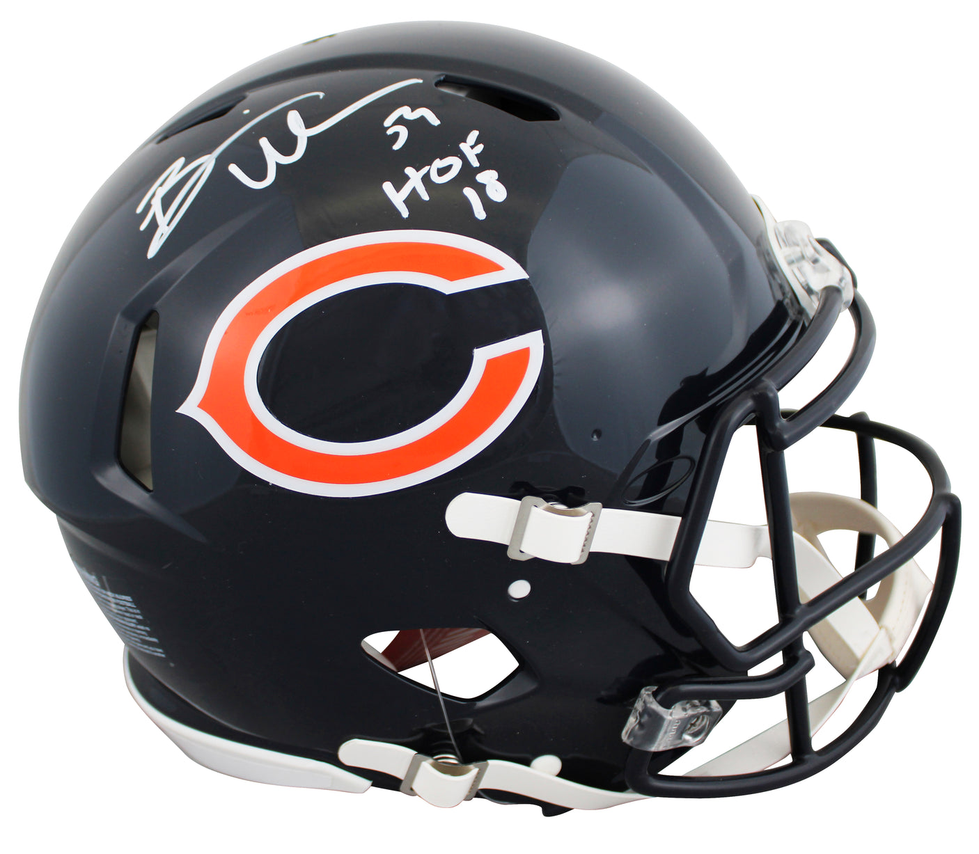 Bears Brian Urlacher "HOF 18" Signed Full Size Speed Proline Helmet BAS Witness