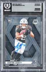 Raiders Ashton Jeanty Signed 2025 Panini Mosaic #345 RC Card Auto 10! BAS Slab