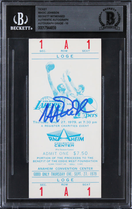 Lakers Magic Johnson Signed 9/27/79 LAL Vs LAC Ticket Stub Auto 10! BAS Slab 2