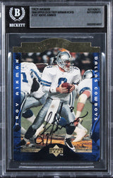 Cowboys Troy Aikman Signed 1996 Upper Deck Jumbos #CA18 5x7 Card BAS Slabbed