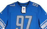 Lions Aidan Hutchinson Signed Blue Nike Game Jersey w/ Silver Sig BAS Witnessed