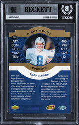Cowboys Troy Aikman Signed 1996 Upper Deck Jumbos #CA12 5x7 Card BAS Slabbed