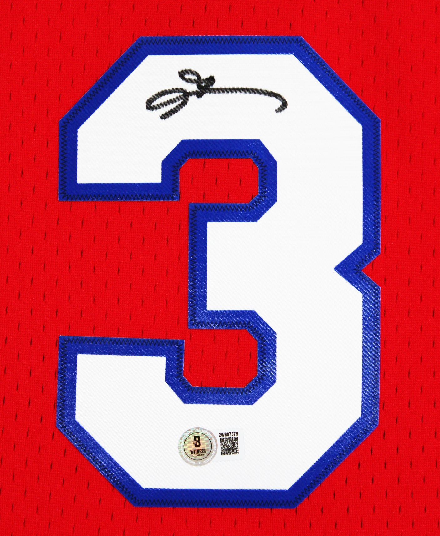 76ers Allen Iverson Signed Red 2002-03 M&N HWC Swingman Jersey BAS Witnessed