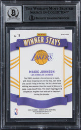 Magic Johnson Signed 2023 Donruss Optic WS Purple #11 Card Auto 10! BAS Slabbed