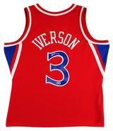 76ers Allen Iverson Signed Red 1996-97 M&N HWC Swingman Jersey BAS Witnessed