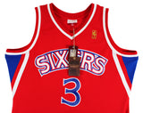 76ers Allen Iverson Signed Red 1996-97 M&N HWC Swingman Jersey BAS Witnessed