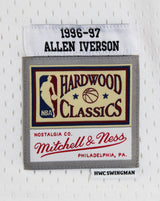 76ers Allen Iverson Signed White 1996-97 M&N HWC Swingman Jersey BAS Witnessed