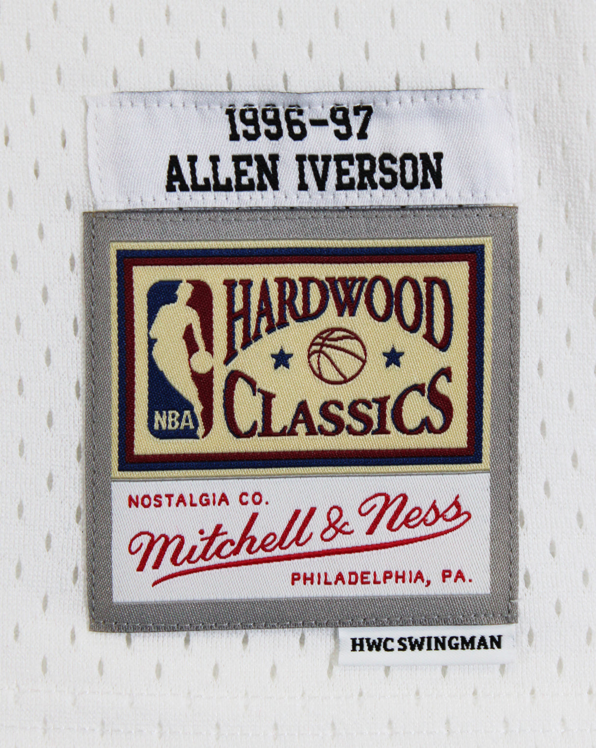 76ers Allen Iverson Signed White 1996-97 M&N HWC Swingman Jersey BAS Witnessed